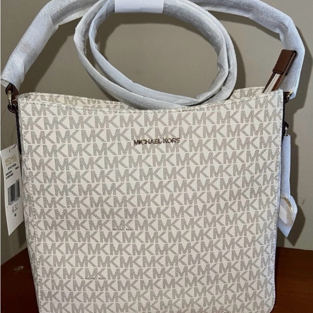 Michael Kors Beige Monogram Shoulder Bag